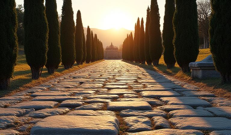 L'antica via Appia con i suoi caratteristici sassi e ruderi